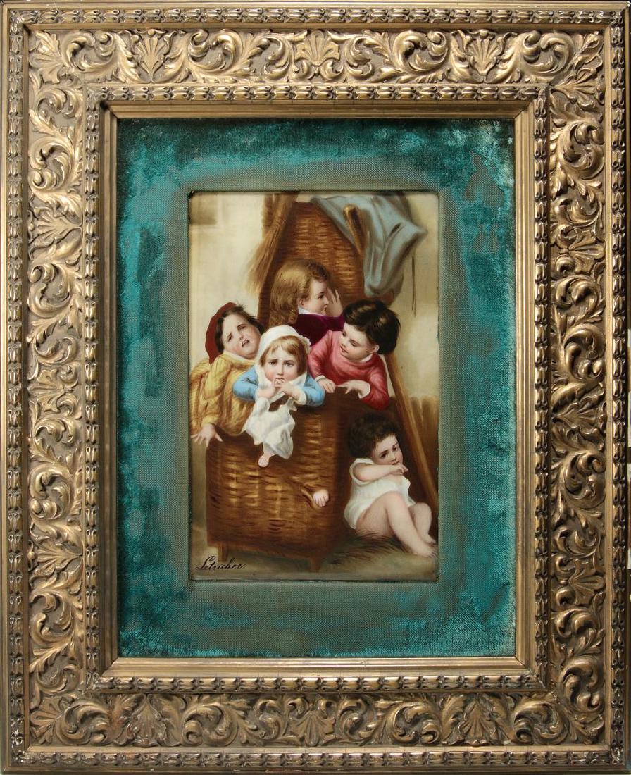 'A BASKET OF CHILDREN' PLAQUE SIGNED LETRICHER (1 of 10)