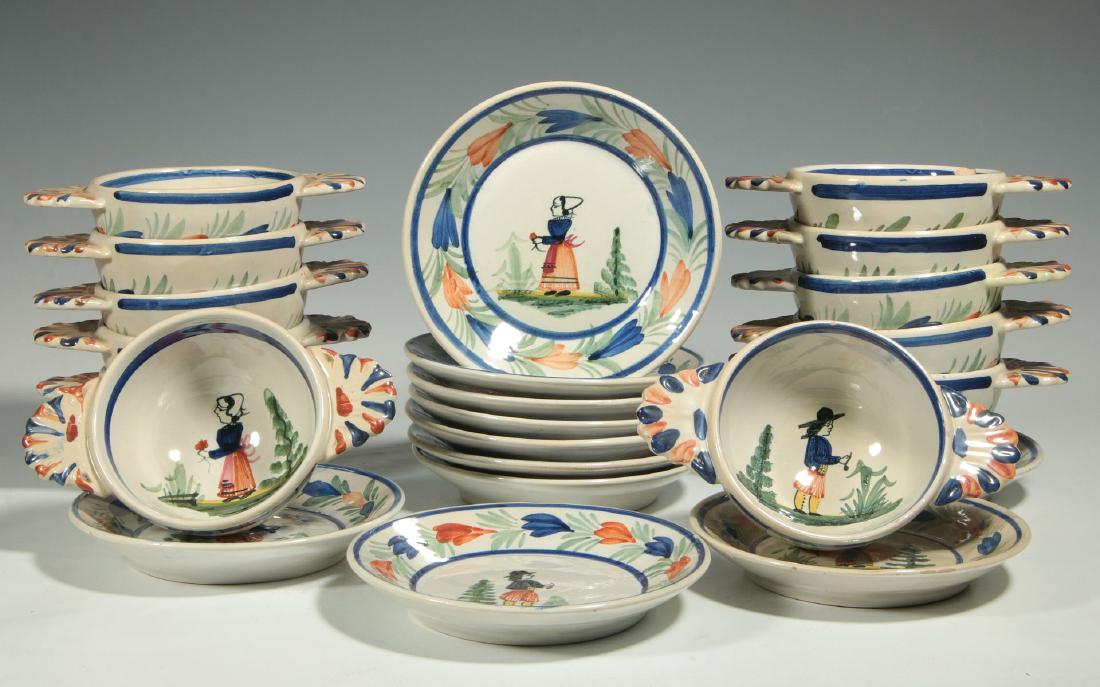 A SET OF TWELVE QUIMPER PORRINGER WITH UNDERPLATE (1 of 10)