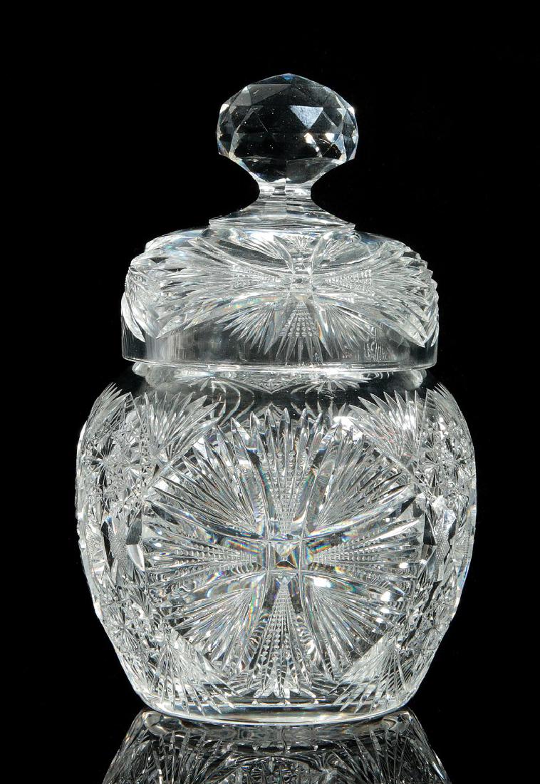 AN AMERICAN BRILLIANT PERIOD CUT GLASS COOKIE JAR (1 of 9)