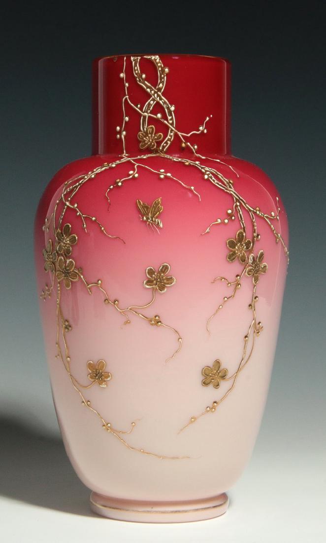 A VICTORIAN ART GLASS PEACHBLOW VASE ATTR TO WEBB (1 of 10)