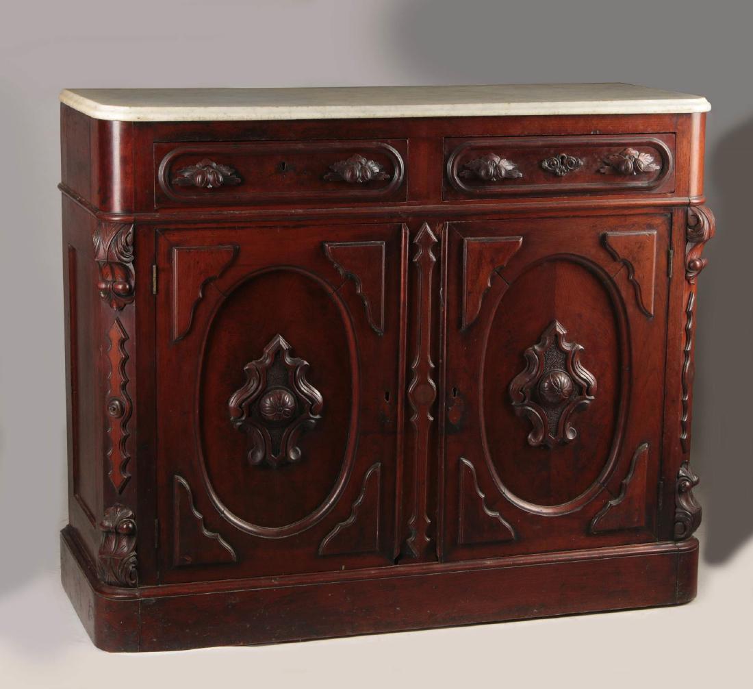 A 19TH C. AMERICAN MARBLE TOP SIDE CABINET (1 of 10)
