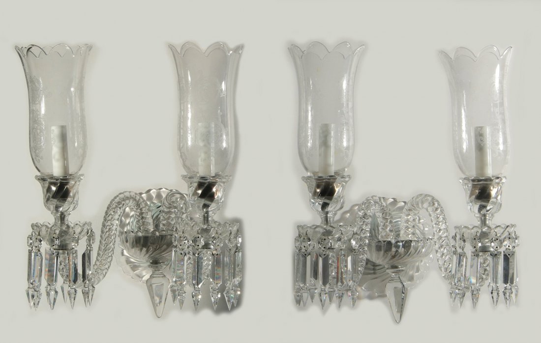 A PAIR BACCARAT CRYSTAL TWO-ARM WALL SCONCES (1 of 10)