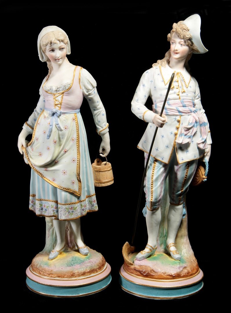 A PAIR 19TH C. BISQUE FIGURES SIGNED VION BAURY (1 of 10)