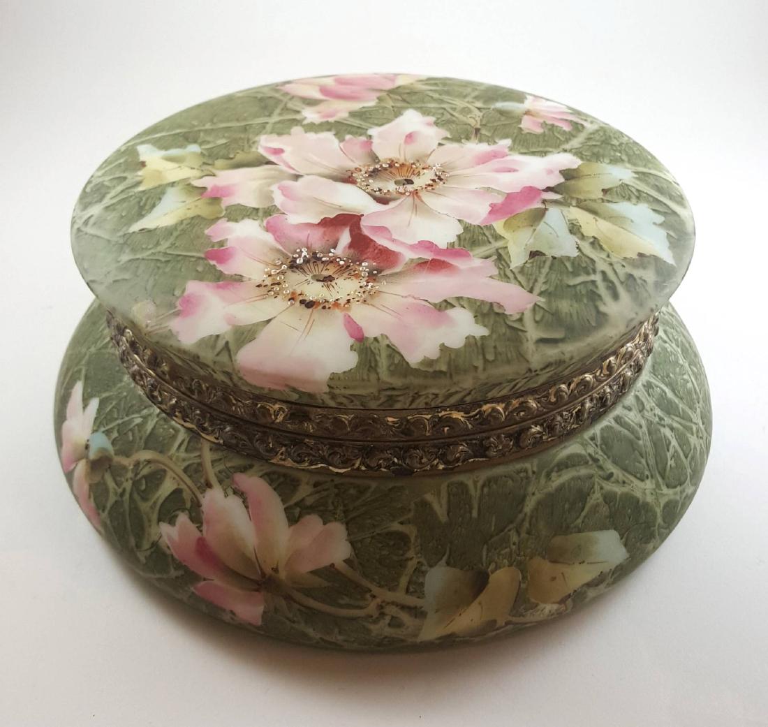 LARGE VICTORIAN ART GLASS DRESSER BOX SGND KELVA (1 of 9)