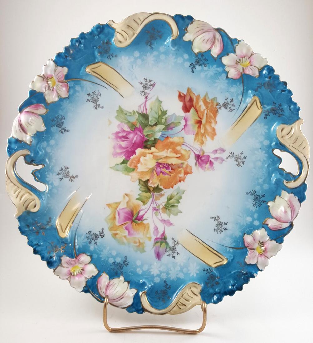 TWO RS PRUSSIA HANDLED FLORAL PLATES (1 of 6)