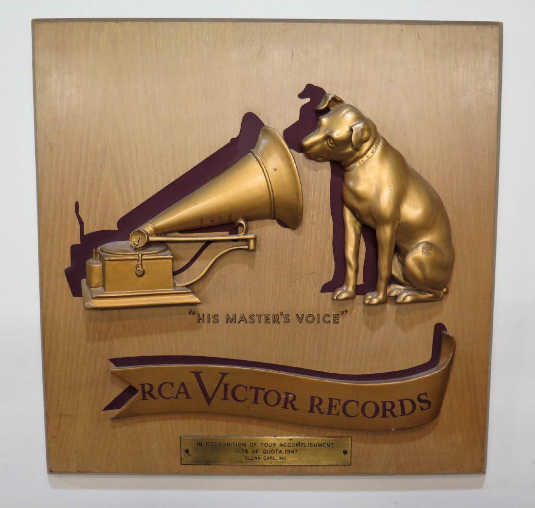 A 1947 RCA VICTOR RECORDS RECOGNITION PLAQUE (1 of 3)