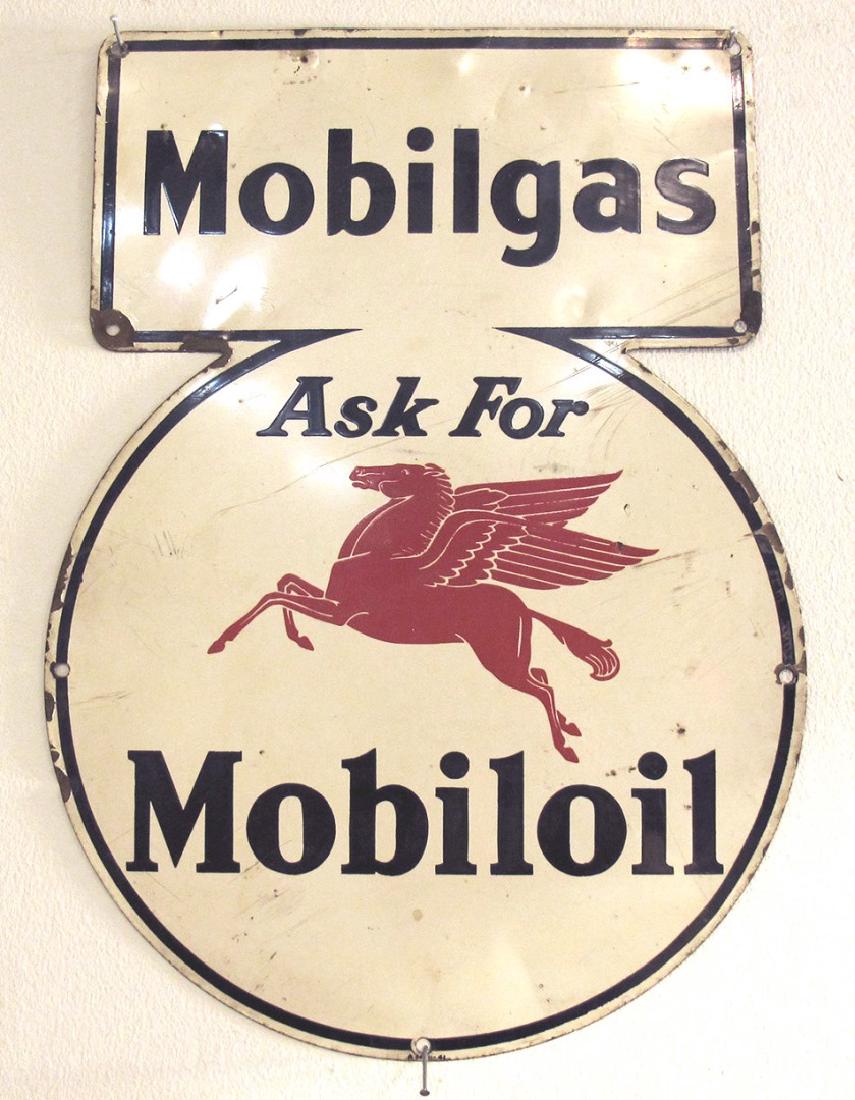 CIRCA 1941 MOBILOIL MOBILGAS ADVERTISING SIGN (1 of 1)