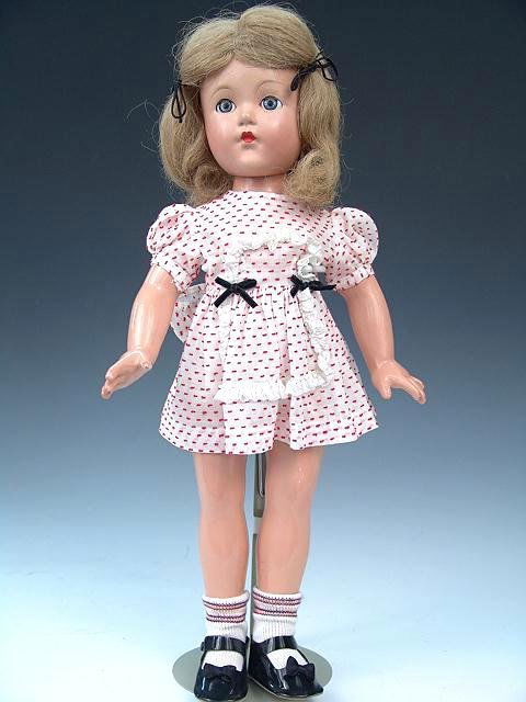 1930'S EFFANBEE LITTLE LADY COMPOSITION DOLL: Marked on the back of the head, old dress and undies, new shoes, good condition overall, original compo surface, minor age lines around, good paint, 17 inches, nice eye appeal.