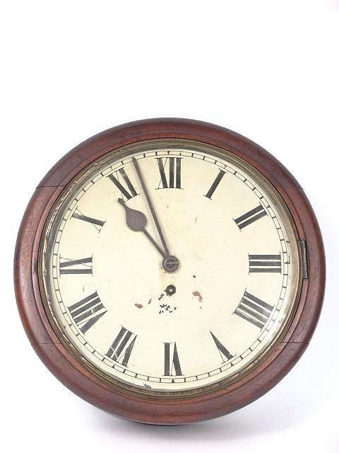 ASTRAL BRAND ANTIQUE GALLERY CLOCK: Nice all original old clock made by a company that used the name Astral as its trademark for a time. It's in good running condition, case has some scattered evidence of wear and minor losses such as b