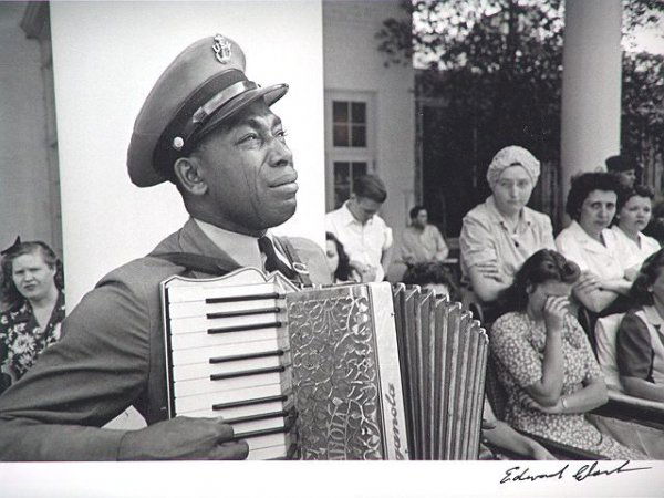 ORIGINAL LIMITED PHOTOGRAPH BY EDWARD CLARK: A gelatin silver print made in the Time Life Photo Lab, circa 1999, an image of CPO Graham Jackson Mourning the death of Franklin D. Roosevelt in Warm Springs Georgia on April 23, 1945, the same day t