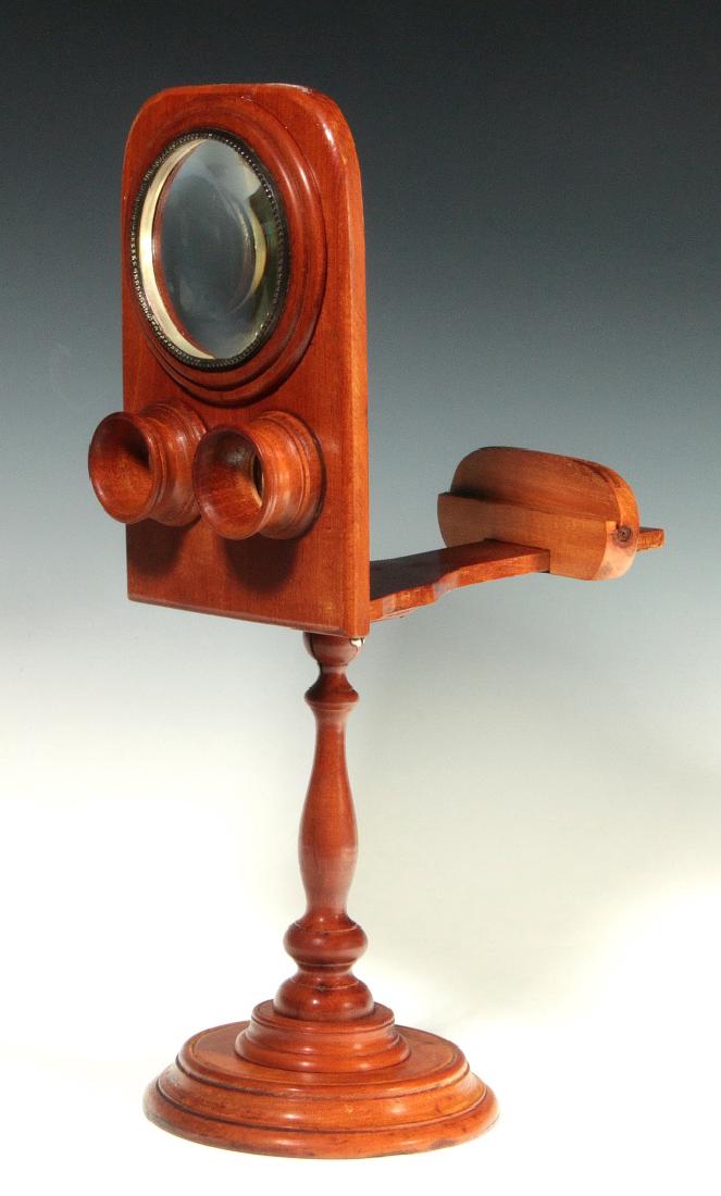 AN UNUSUAL 19C. AMERICAN MAPLE STEREO GRAPHOSCOPE (1 of 9)