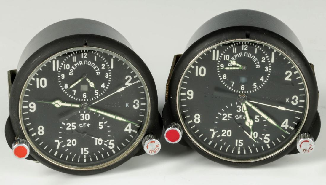 TWO SOVIET AIRCRAFT INSTRUMENTS: Measure 3.5 x 3.5 inches each. We happily provide seamless in-house packing and shipping services on nearly everything we sell.