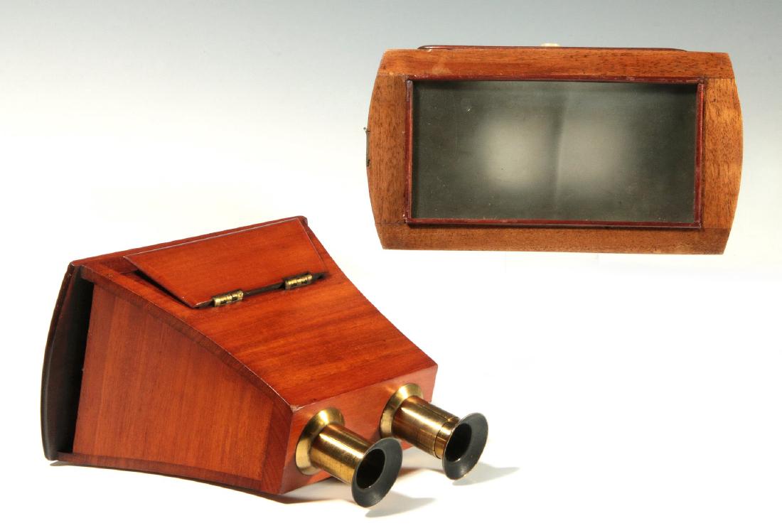 MAHOGANY & BURR WALNUT BREWSTER TYPE STEREOSCOPES (1 of 7)