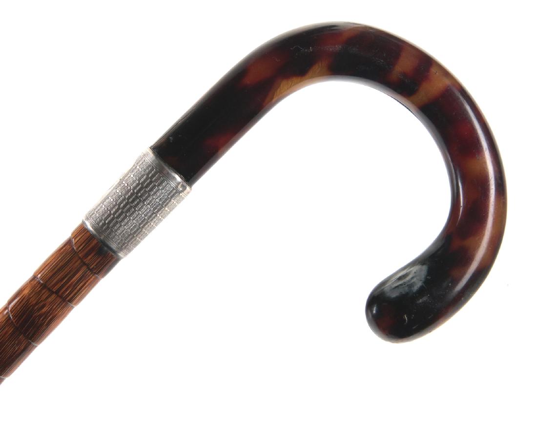 CIRCA 1900 ENGLISH HORN HANDLE CANE WITH STERLING (1 of 9)