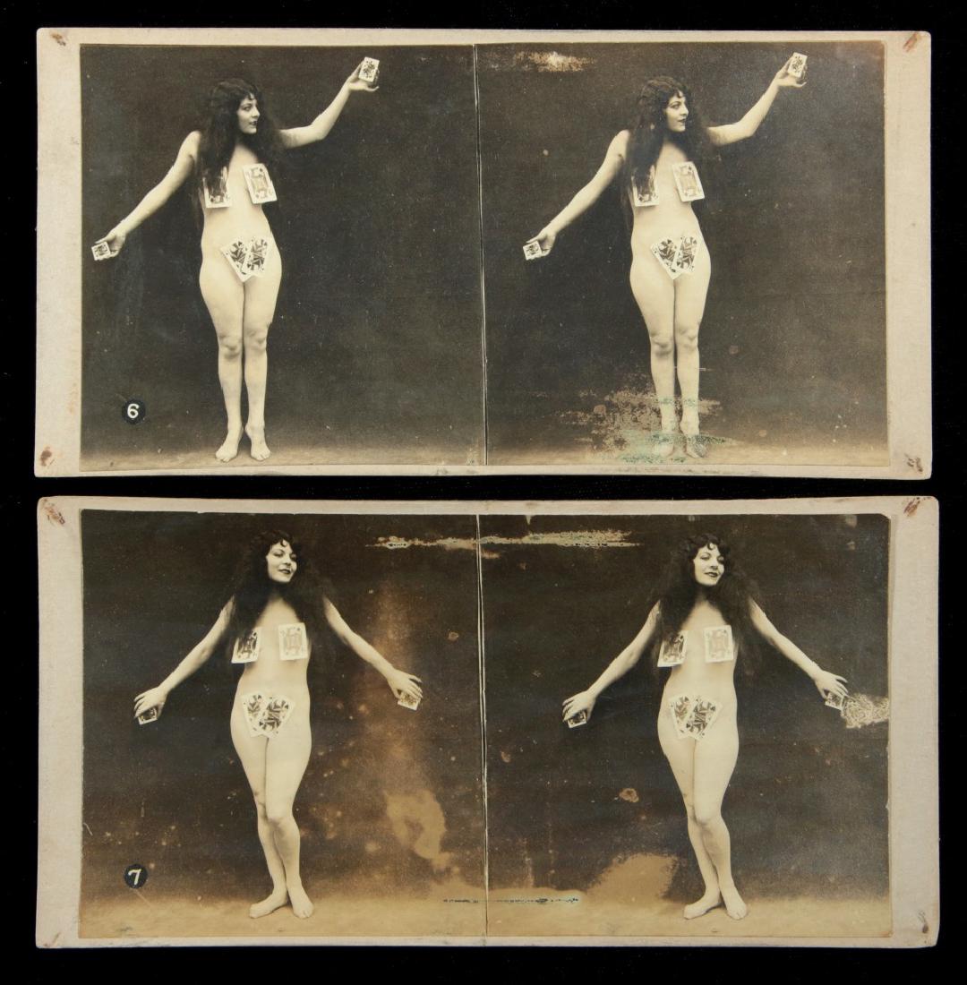 PAIR OF STEREOVIEWS WOMAN WITH PLAYING CARDS (1 of 2)