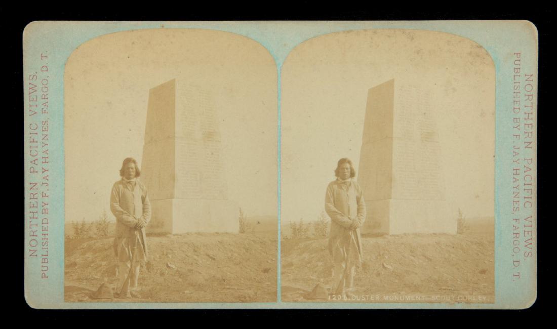 A STEREOVIEW OF SCOUT CURLEY AT CUSTER MONUMENT (1 of 2)