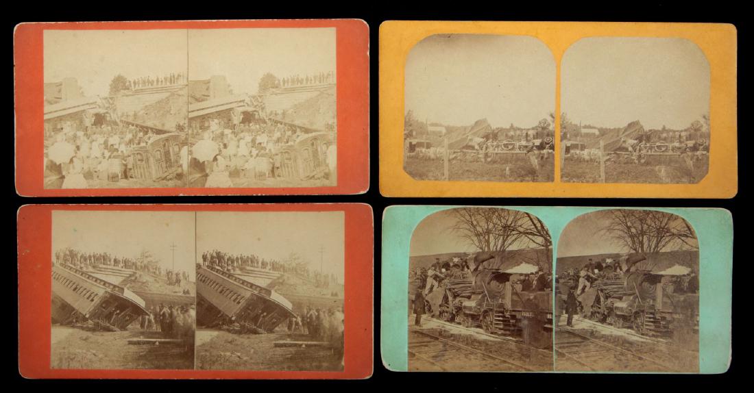 ELEVEN STEREOVIEWS OF VARIOUS TRAIN WRECKS (1 of 6)