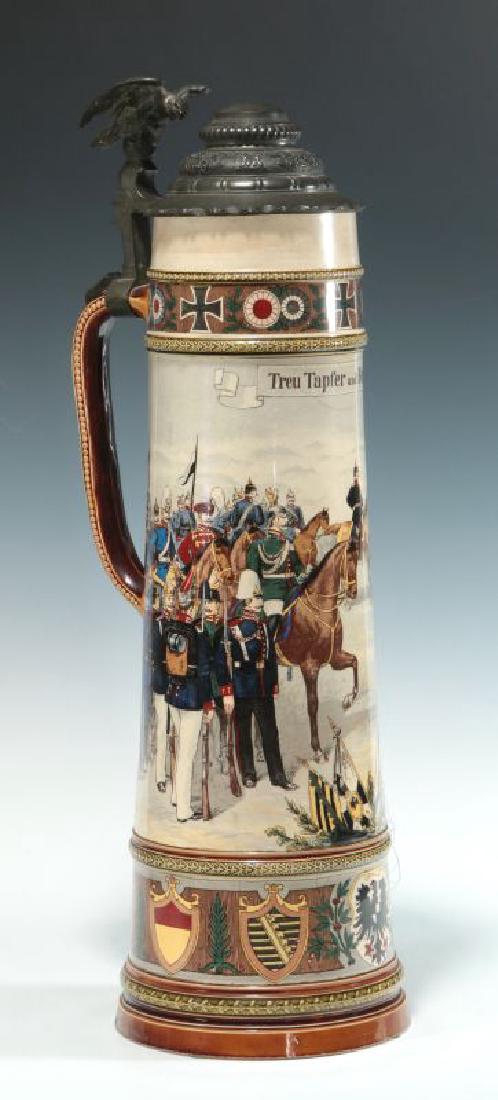 A METTLACH FOUR LITER MILITARY THEME STEIN #2227 (1 of 10)