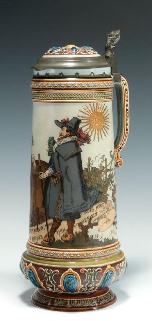 CIRCA 1892 METTLACH ETCHED STEIN SIGNED SCHLITT (1 of 10)