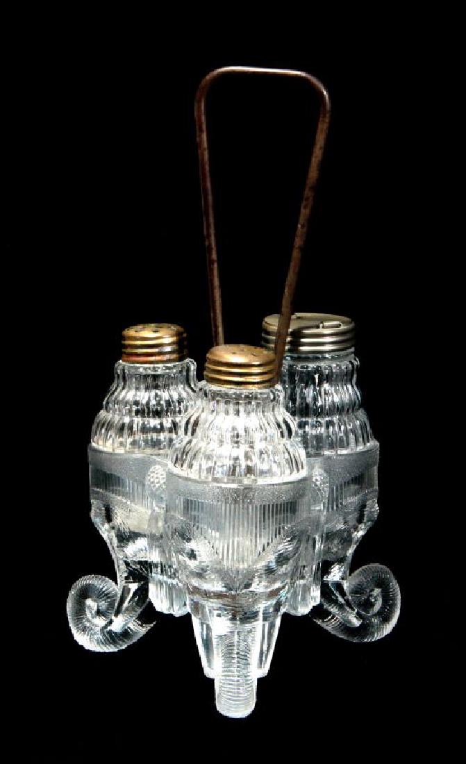 C 1890 GREENSBURG GLASS 'JUMBO' PATTERN CASTOR SET (1 of 9)
