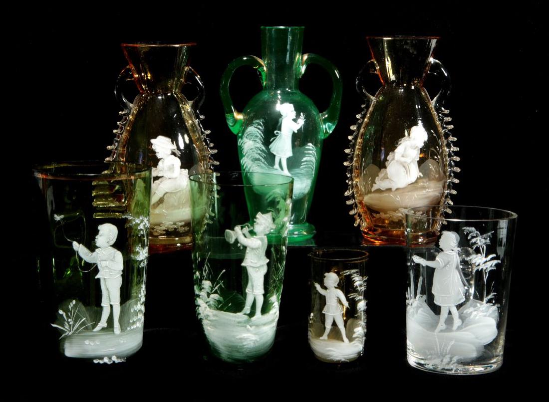 A COLLECTION OF 19TH C. MARY GREGORY GLASS ARTICLES (1 of 10)