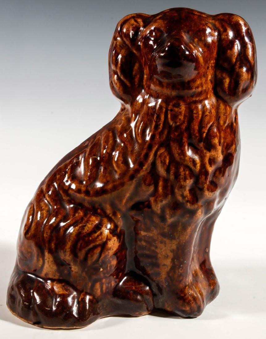 C. 1900 MIDWEST STONEWARE ROCKINGHAM GLAZE SPANIEL (1 of 7)