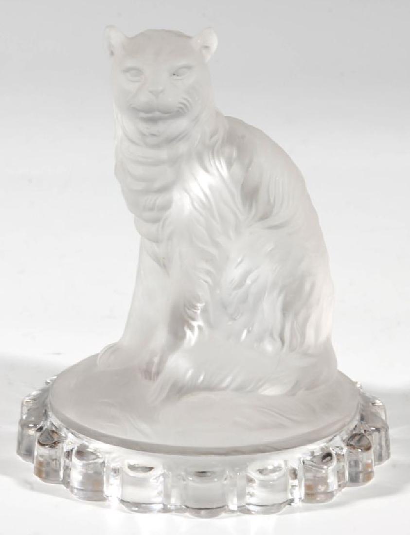A 19TH C. CONTINENTAL FROSTED GLASS CAT PAPERWEIGHT (1 of 7)