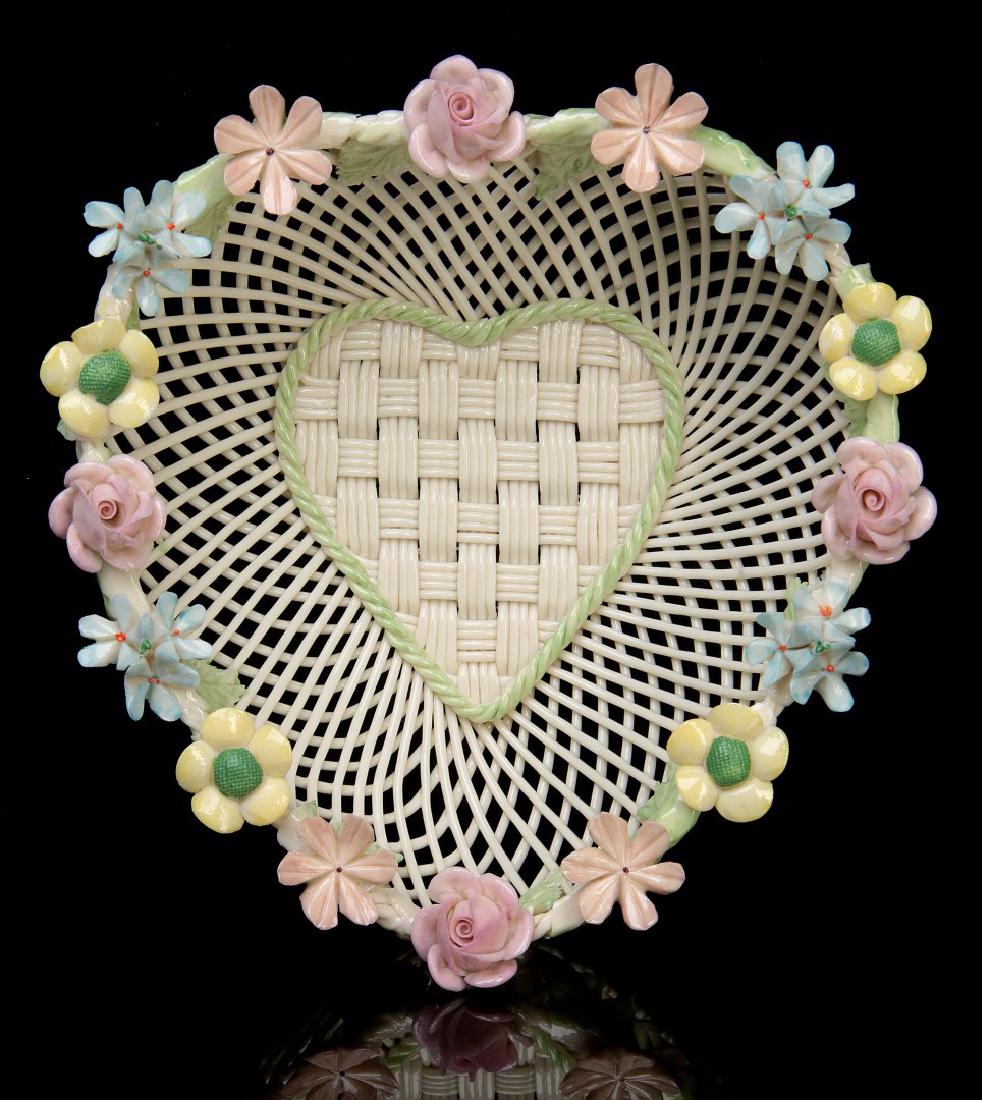 TWO IRISH BELLEEK FOUR STRAND BASKETS (1 of 9)