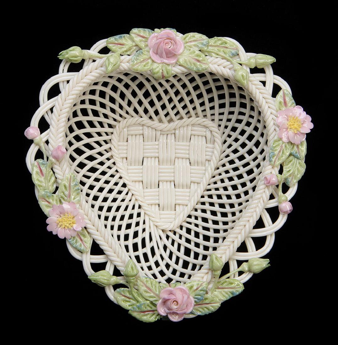 TWO IRISH BELLEEK PORCELAIN STRAND BASKETS (1 of 7)