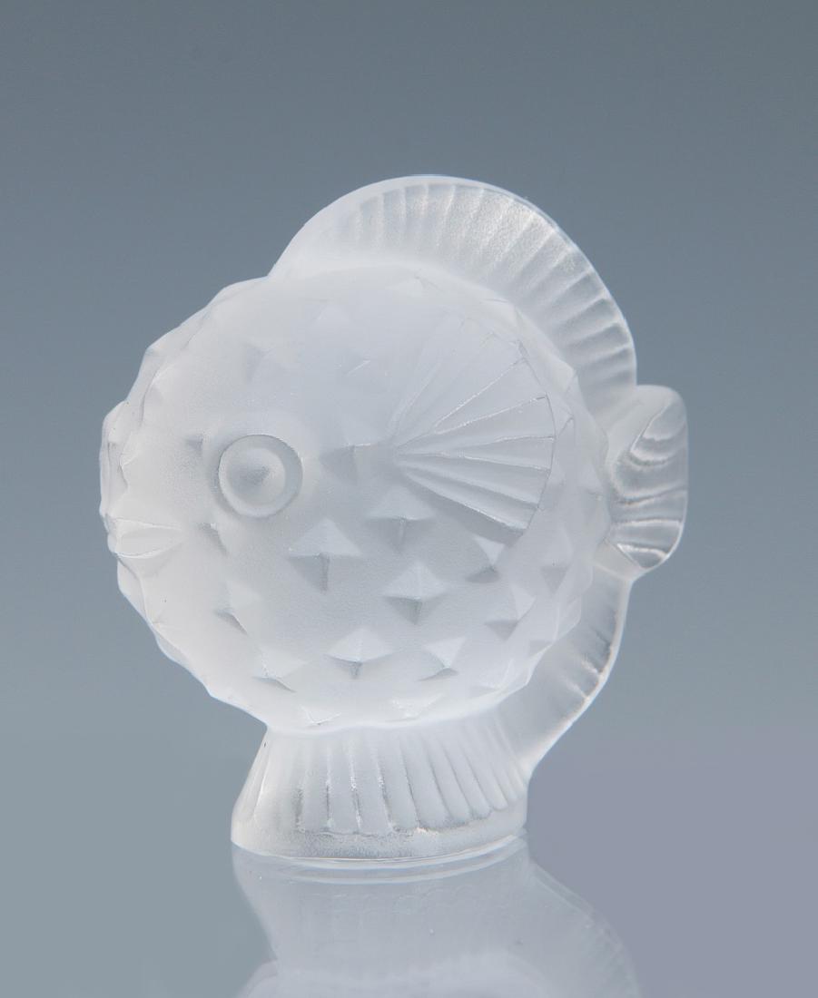 TWO LALIQUE 'PUFFER FISH' FRENCH CRYSTAL FIGURES (1 of 10)