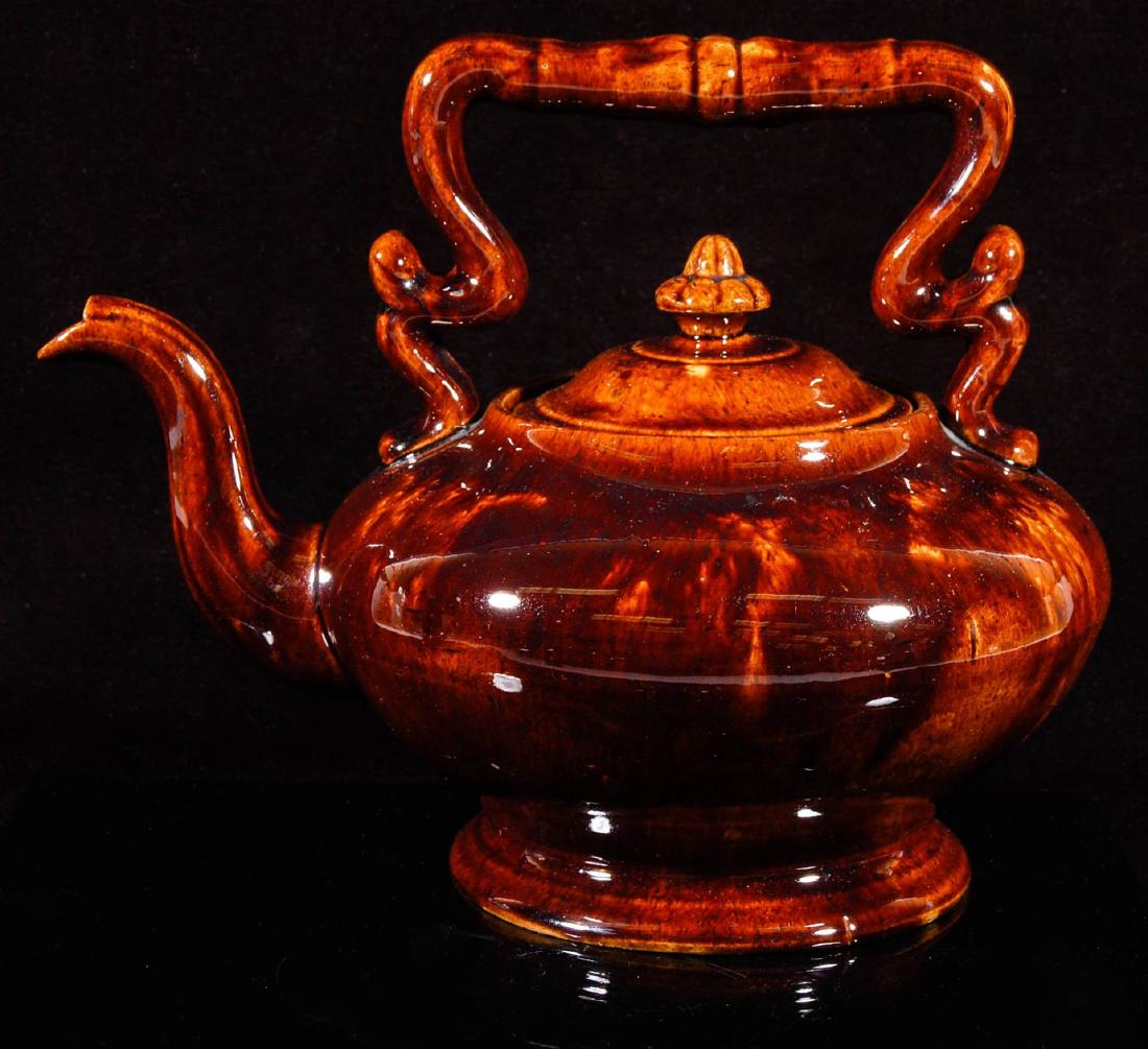 A 19TH C. ROCKINGHAM GLAZE TEAPOT (1 of 7)
