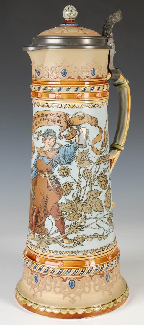 A 17-INCH METTLACH ETCHED AND JEWELED STEIN #1940 (1 of 14)