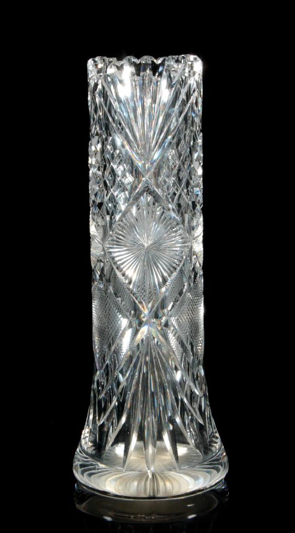 A HARVARD PATTERN ABP CUT GLASS VASE SIGNED LIBBEY (1 of 9)