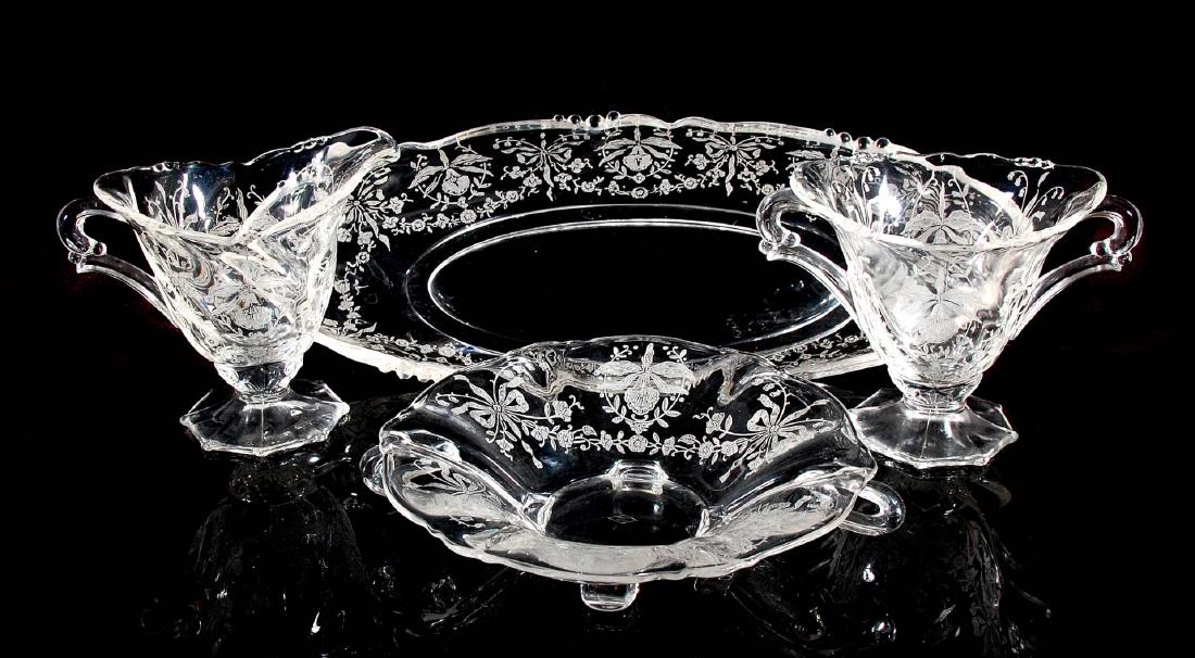FOUR HEISEY ORCHID PATTERN SERVING PIECES (1 of 10)