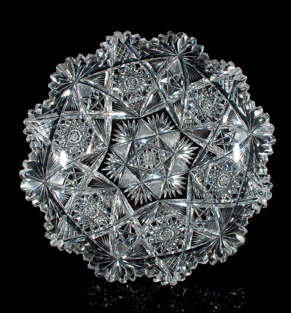 AN ABP CUT GLASS BOWL SIGNED LIBBEY AND A LOW BOWL (1 of 9)