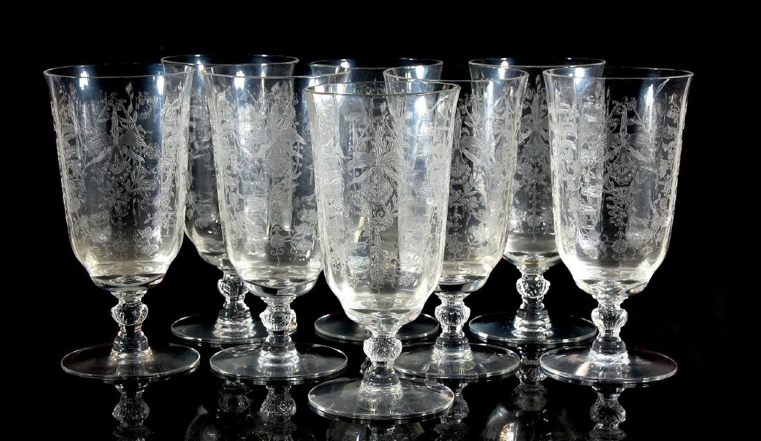 EIGHT HEISEY ORCHID PATTERN ICED TEA GLASSES (1 of 9)