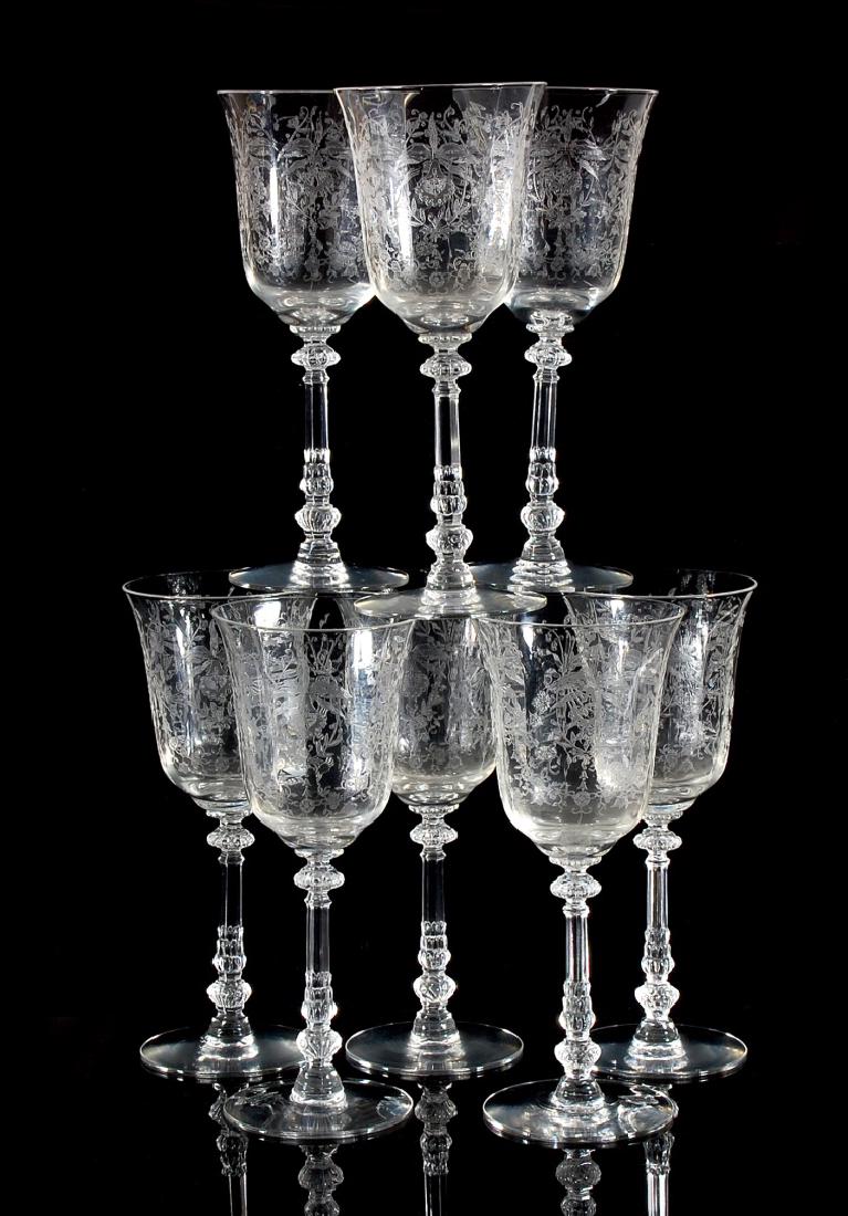 EIGHT HEISEY ORCHID PATTERN WATER GOBLETS (1 of 10)