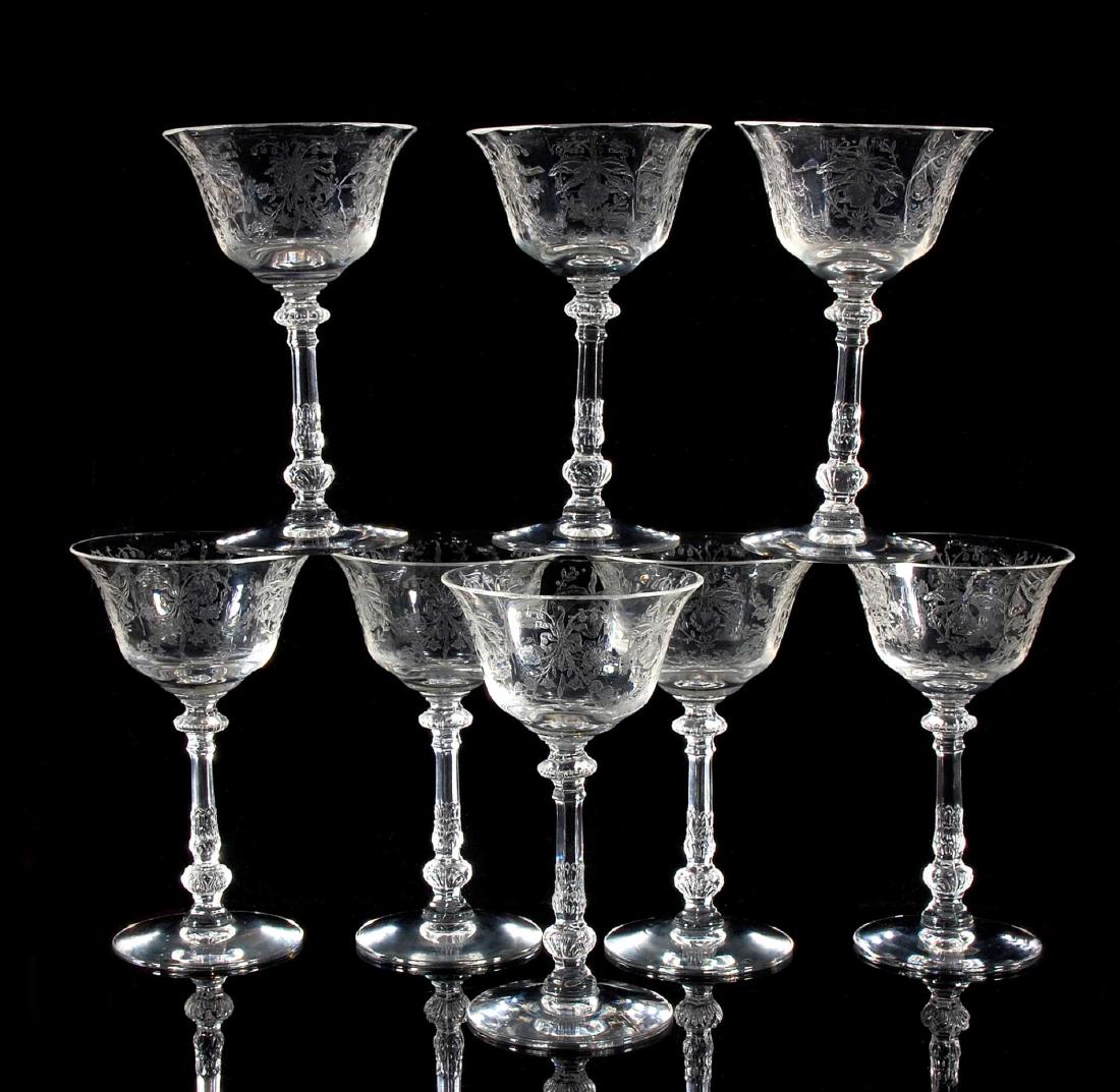 EIGHT HEISEY ORCHID PATTERN TALL SHERBETS (1 of 9)