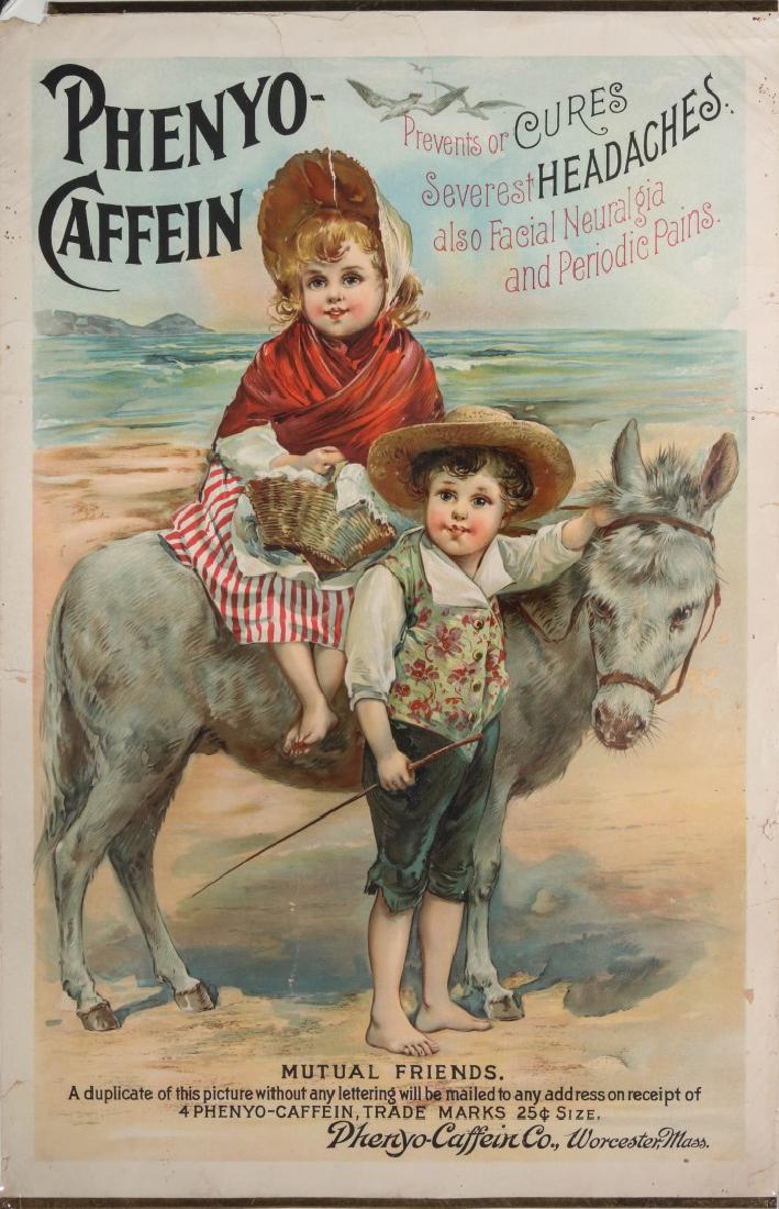 A RARE CIRCA 1880 PHENYO-CAFFEIN QUACK MEDS POSTER (1 of 6)