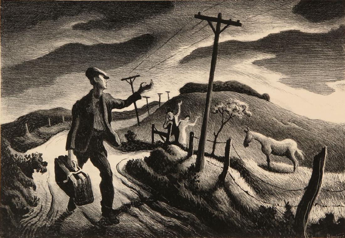 THOMAS HART BENTON (1889-1975) PENCIL SIGNED LITHOGRAPH (1 of 9)