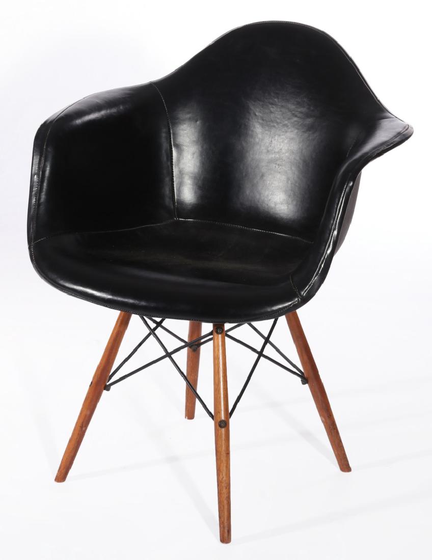 CHARLES AND RAY EAMES LEATHER COVERED ARM CHAIR (1 of 7)