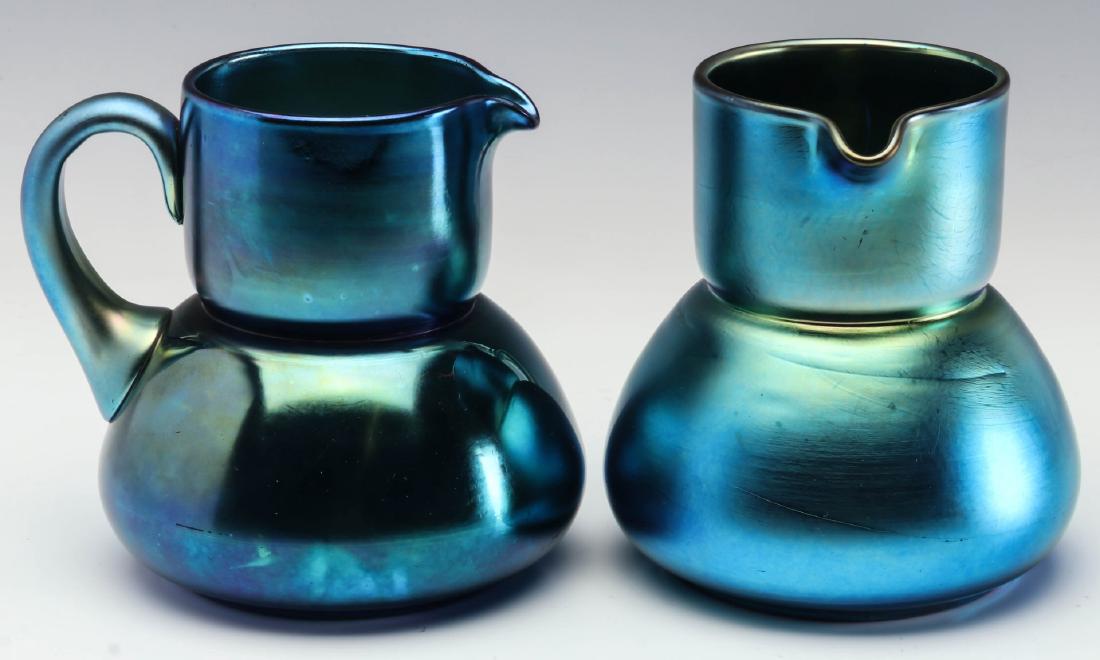 TWO STEUBEN BLUE AURENE TUMBLE-UP PITCHERS (1 of 11)