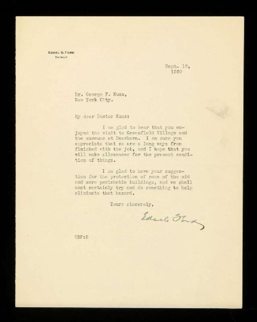 SIGNED TYPED LETTER BY EDSEL FORD (1 of 7)
