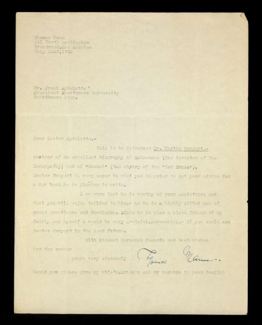 LETTER SIGNED BY THOMAS MANN (1 of 7)