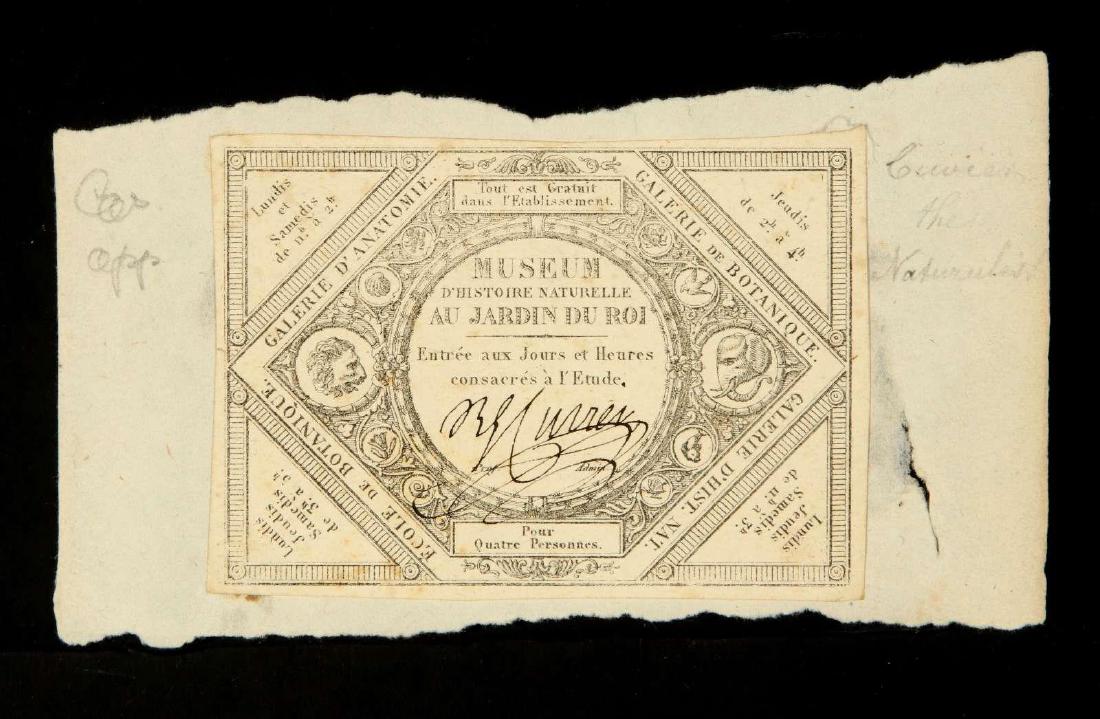 SIGNED TICKET OR PASS BY GEORGES CUVIER (1 of 5)