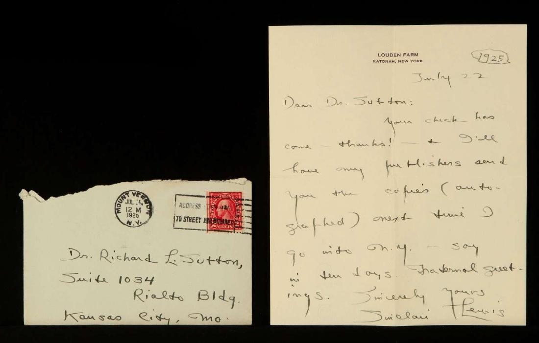 HANDWRITTEN LETTER BY SINCLAIR LEWIS (1 of 7)