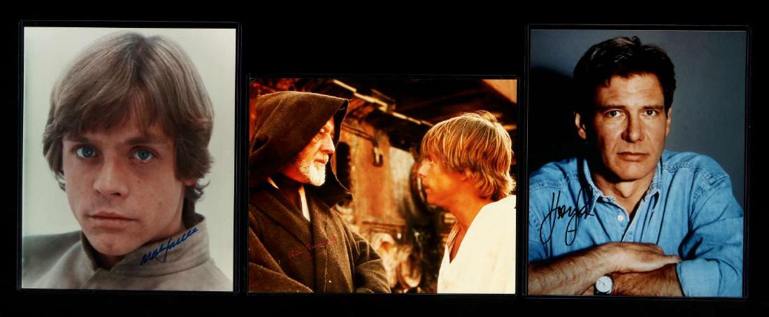SIGNED HAMILL, FORD, AND GUINESS PHOTOS: Signed photographs of Mark Hamill, Harrison Ford, and Alec Guiness. All stars of STAR WARS. We happily provide seamless in-house packing and shipping services on nearly everything we sell.