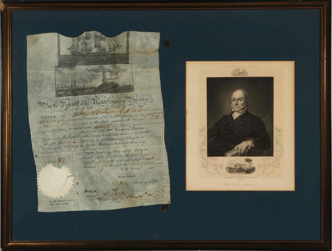 JOHN QUINCY ADAMS SIGNED SHIPS PASSPORT (1 of 9)
