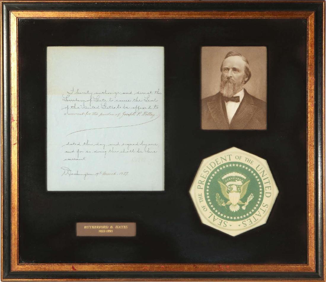 RUTHERFORD B. HAYES SIGNED PARDON (1 of 9)