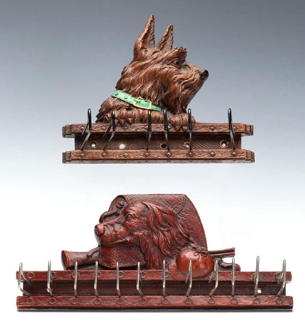 TWO SYROCO WOOD TIE RACKS WITH DOGS (1 of 8)